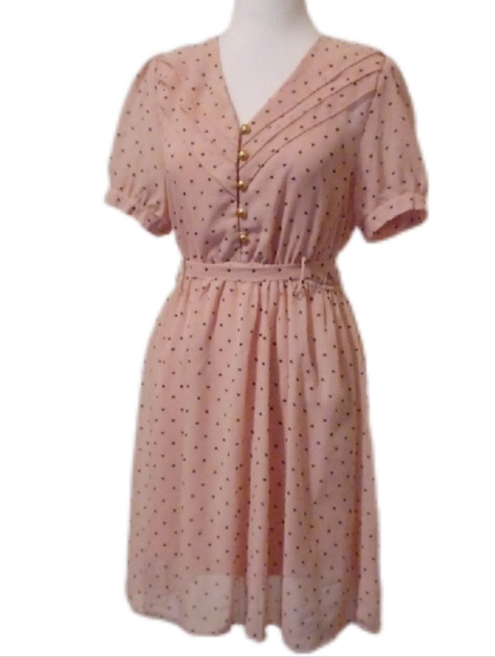 <> Sam & Max Pink  Midi Dress with Gold Buttons